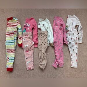 Girls Long Sleeve Pajamas Set Bundle (5 sets) - 2T and 24m
